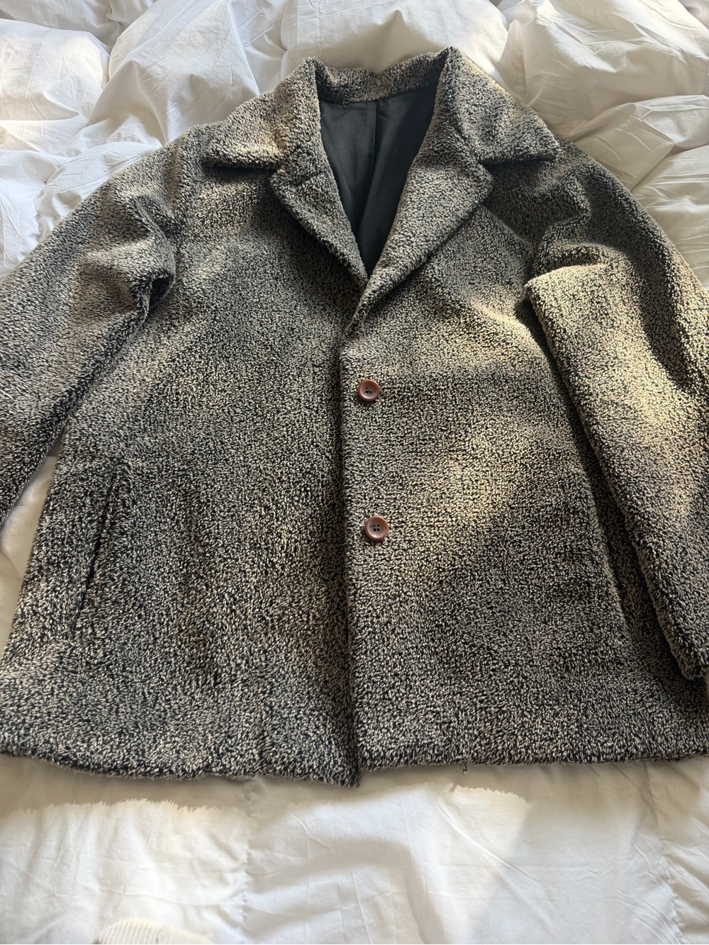 Vintage Boucle Teddy Peacoat - Brown
